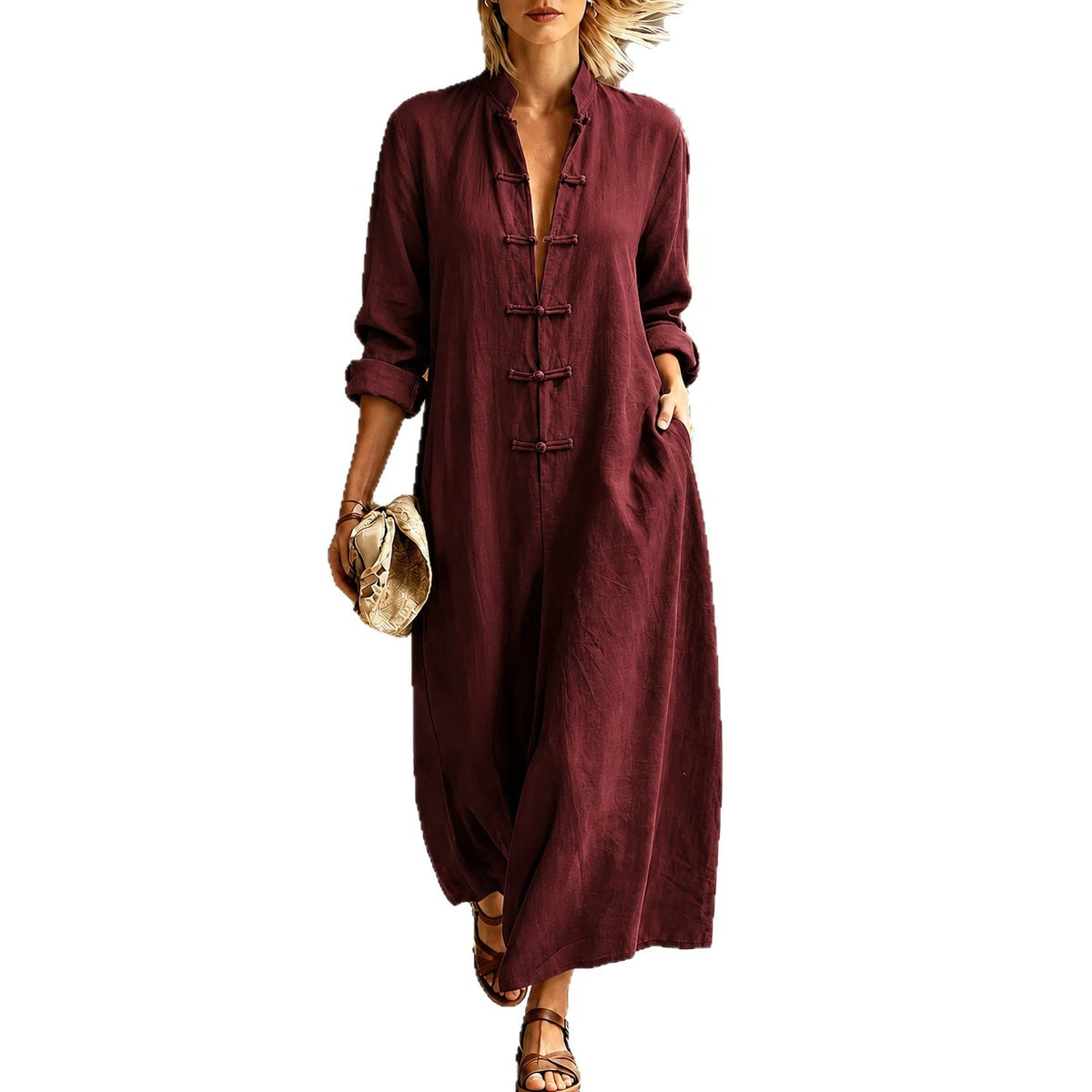 Langes Kleid mit Knöpfen im Vintage-Stil – Bild 6 | LuxeStyle