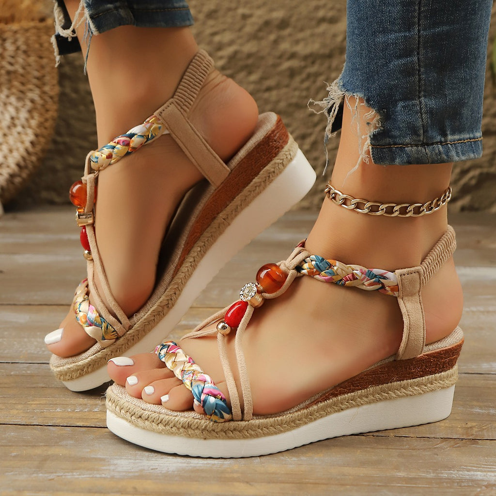 Apricot-Perlen-Wedge-Hochhacken – Bild 6 | LuxeStyle