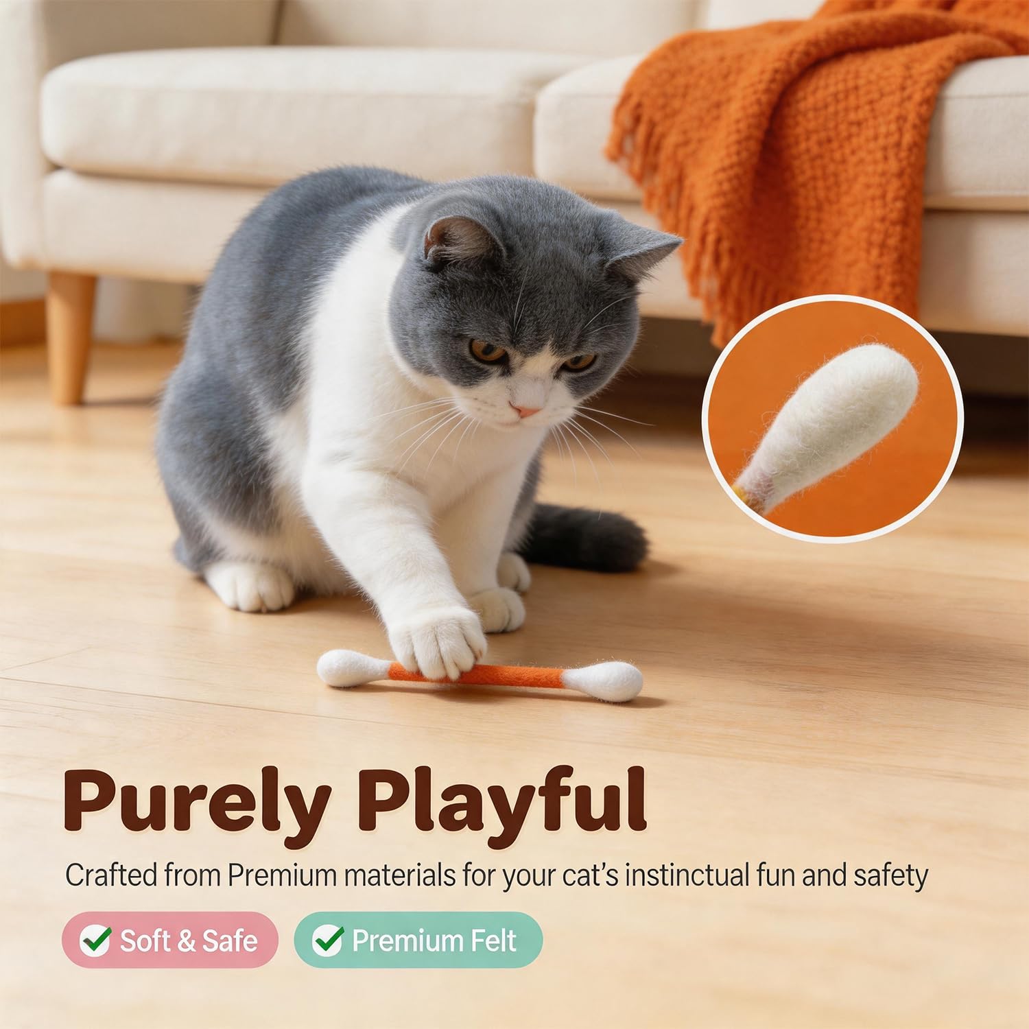 6er-Pack Katzenminze-Spielzeug – Q-Tip-Sticks