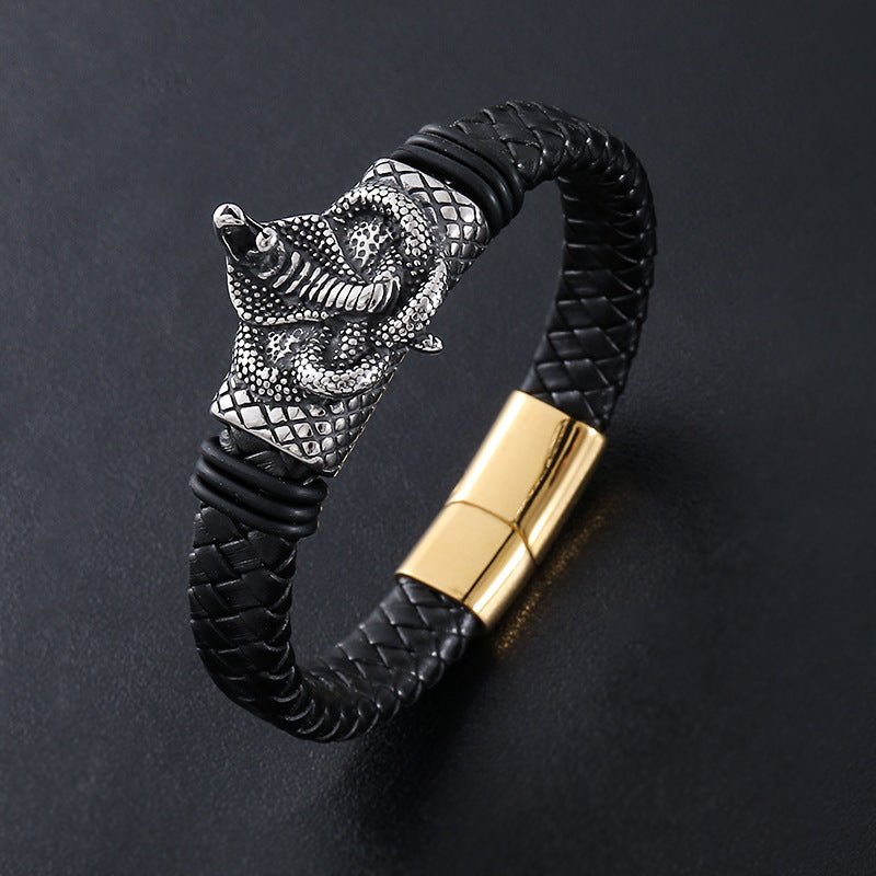 Lederarmband mit Tiermotiv und Magnetverschluss | LuxeStyle