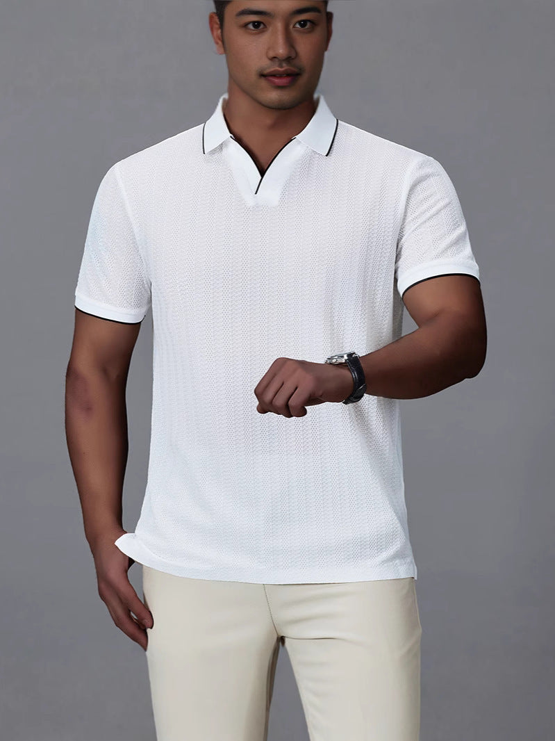 Polo-Shirt Kurzarm aus Eisseide für Herren – Bild 8 | LuxeStyle