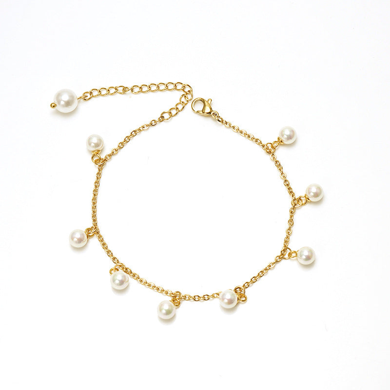 Perlen-Armband mit Quaste aus Titanstahl