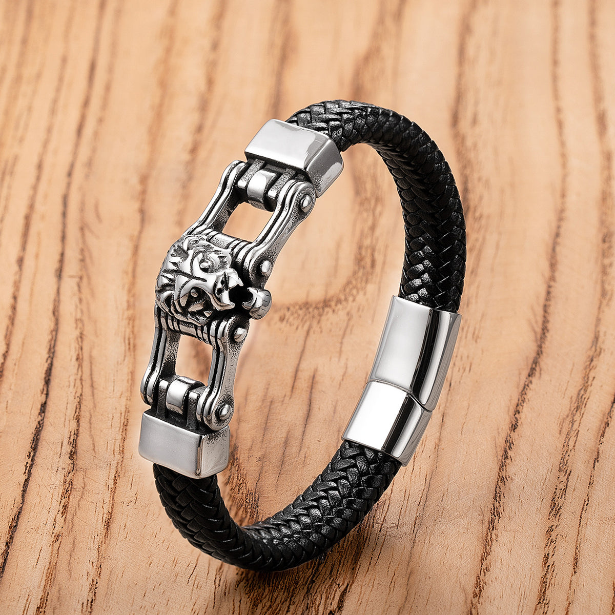 Lederarmband mit Löwenkopf für Herren – Bild 2 | LuxeStyle