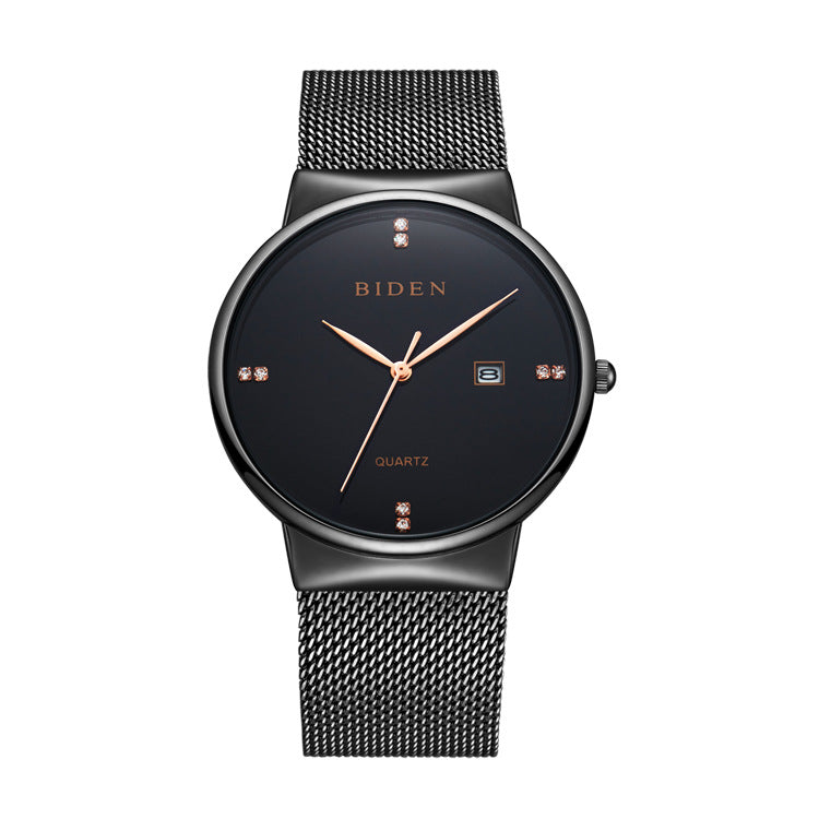 Kalender-Mesh-Gurt Armbanduhr Herren wasserdicht