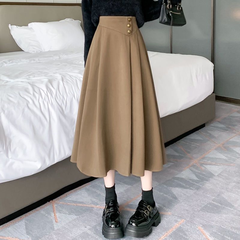 Eleganter Midirock aus Wolle mit hohem Bund