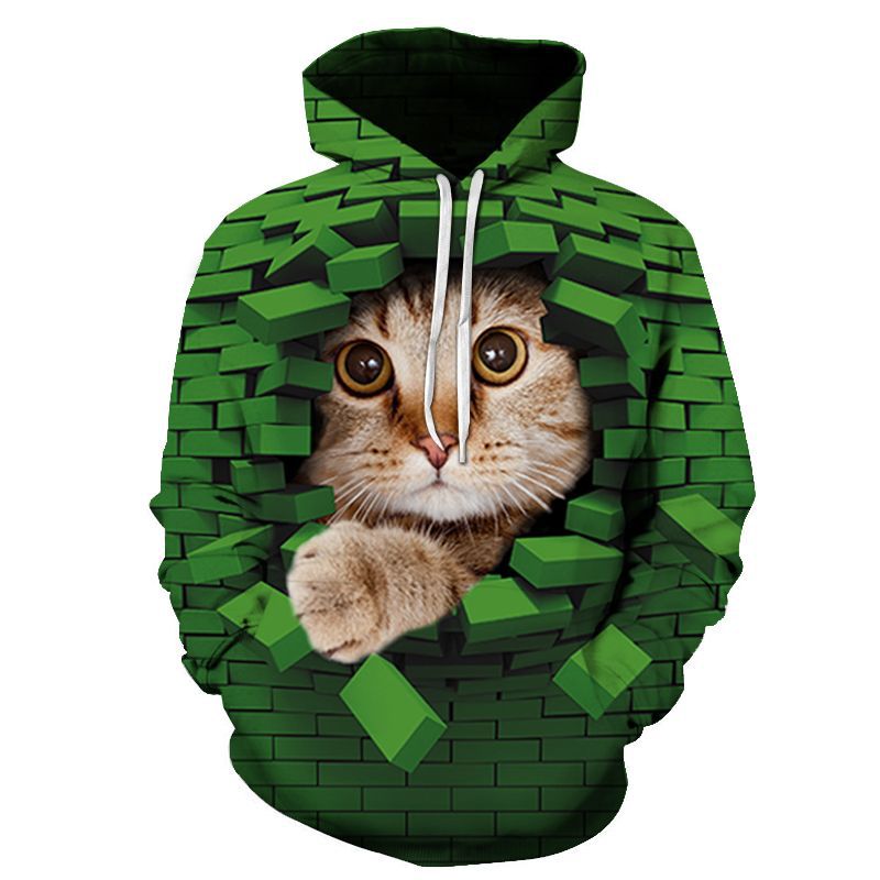 Hoodie mit 3D Digital Katzen-Print für Paare