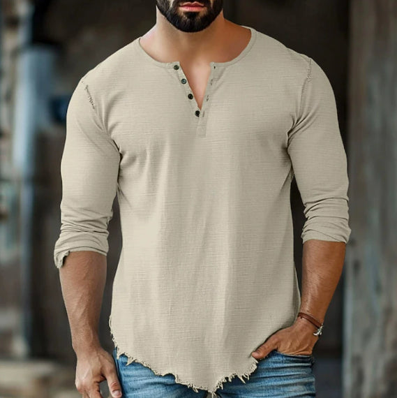 Herren Langarmshirt mit vier Knöpfen – Bild 9 | LuxeStyle