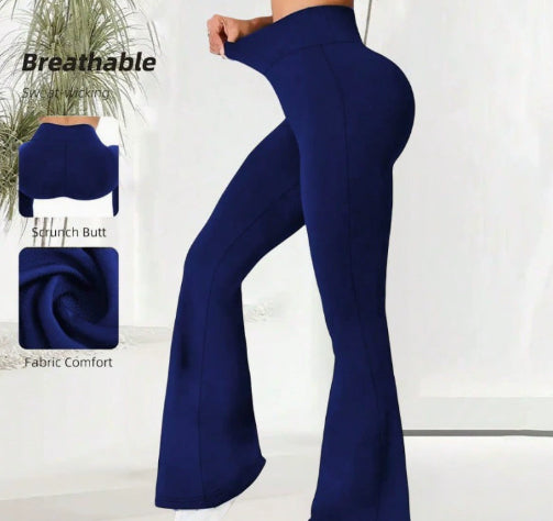 Dünne High-Waist Yoga Leggings mit weitem Bein