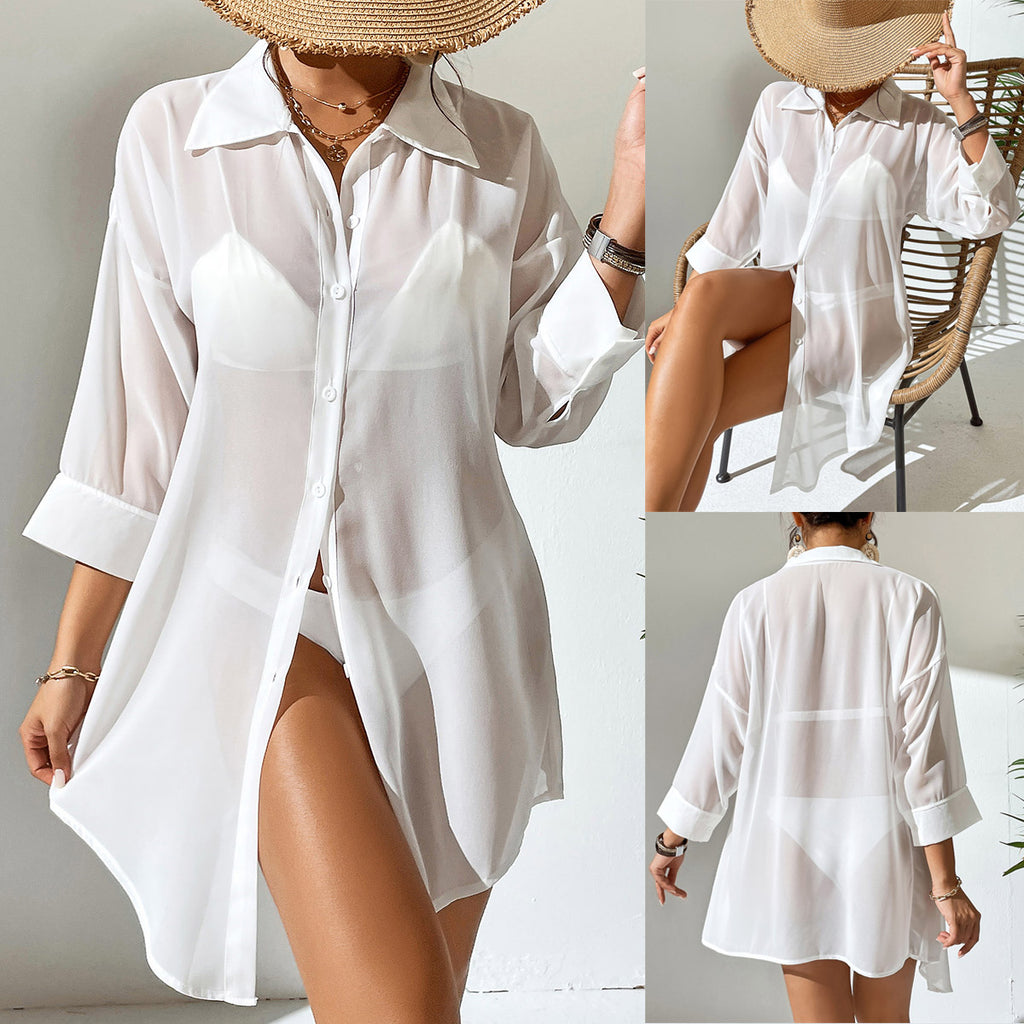 Chiffon Polo Langarmshirt mit UV-Schutz