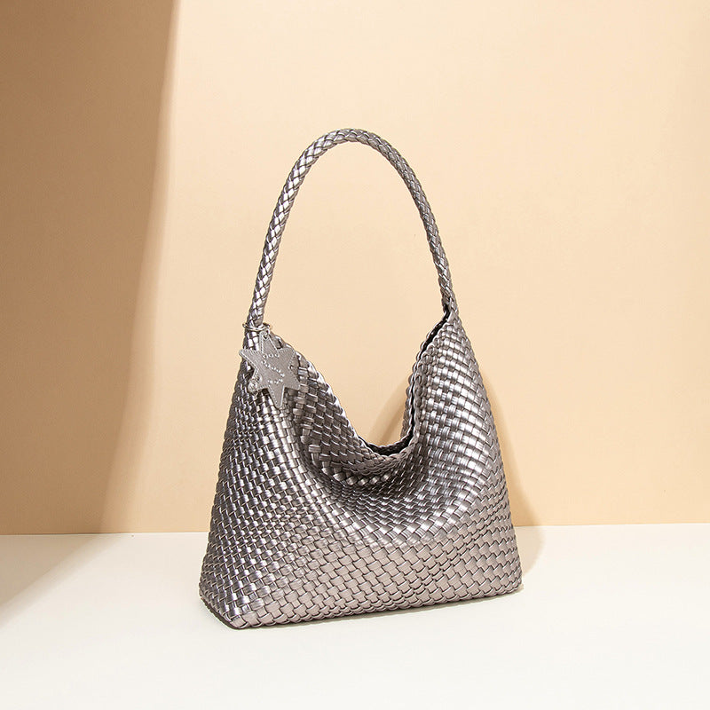 Handgewobene Schultertasche im lässigen Design