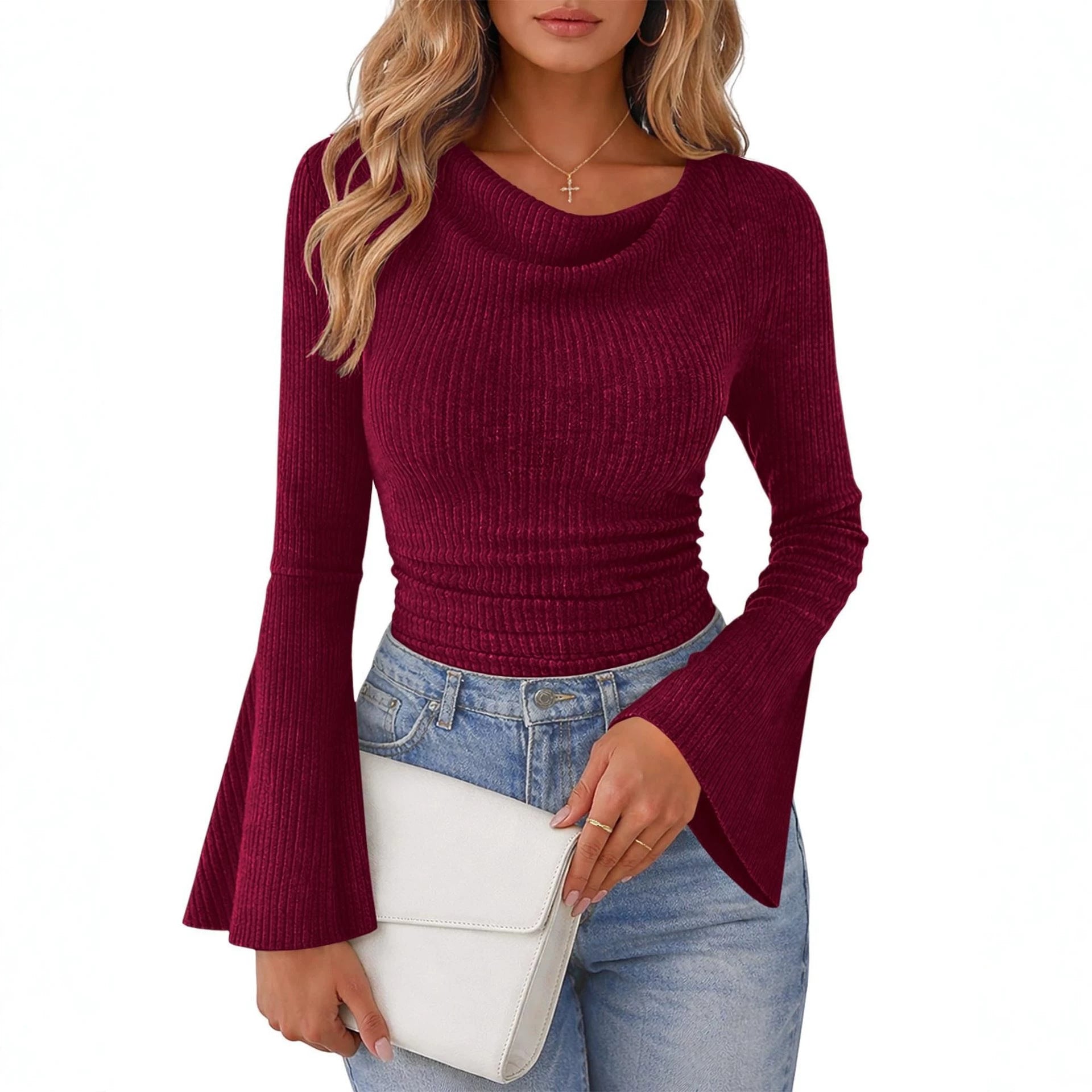 Damen T-Shirt mit ausgestellten Ärmeln