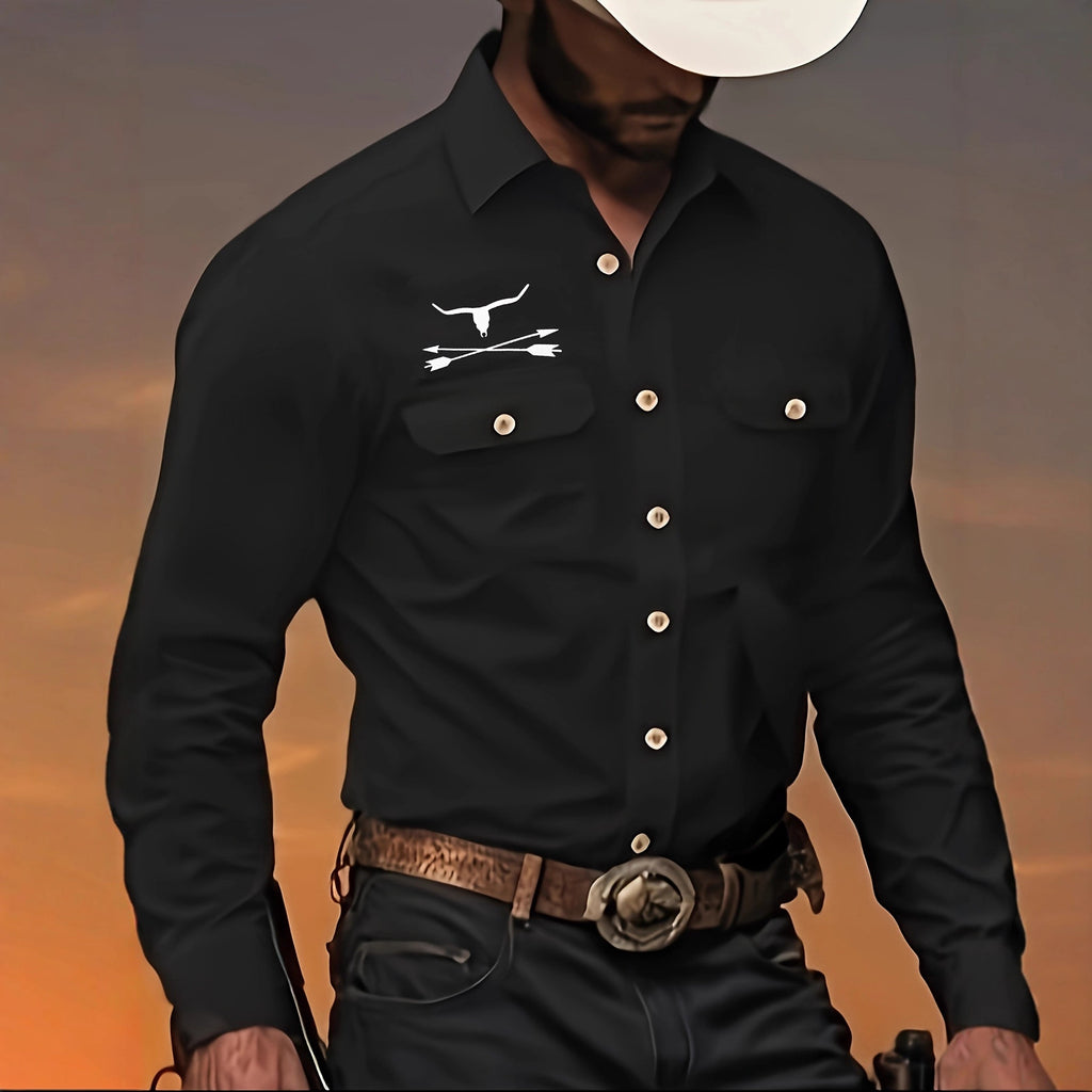 Longsleeve Hemd mit Bronzierung, schwarz/weiss – Bild 6 | LuxeStyle