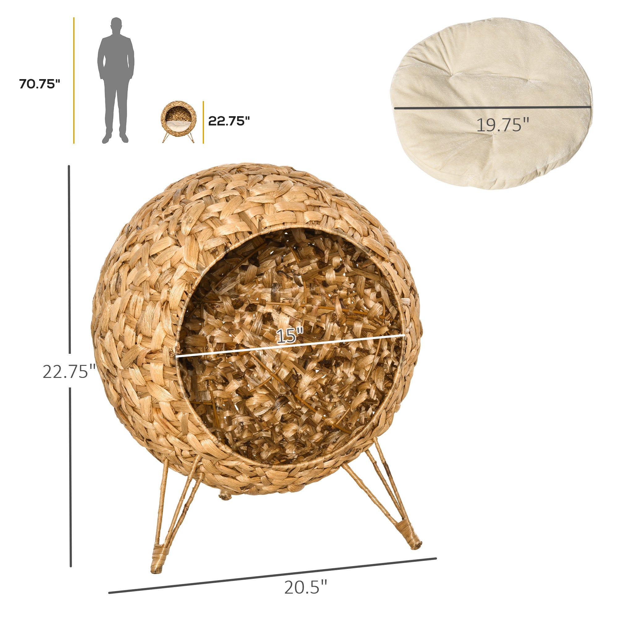 Kätzchen-Häuschen Rattan-Kissen