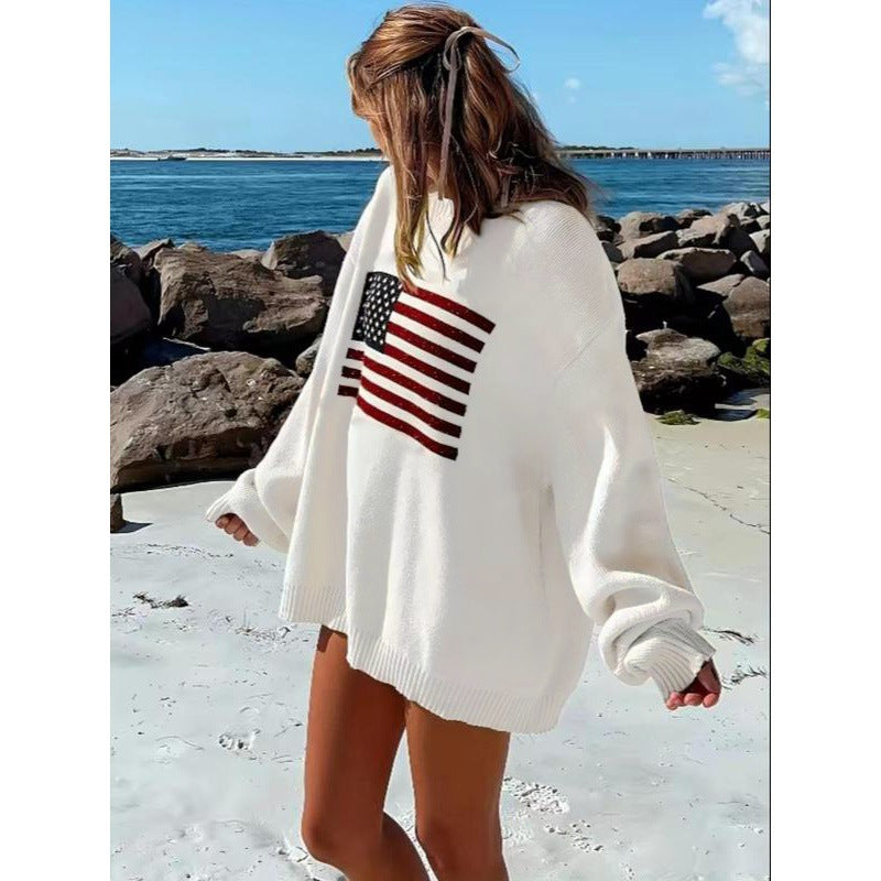 Retro Loose Pullover Sweater für Damen