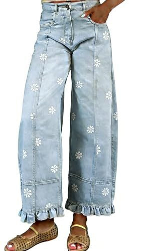 Blumenprint Wide-Leg Hose im Vintage-Stil