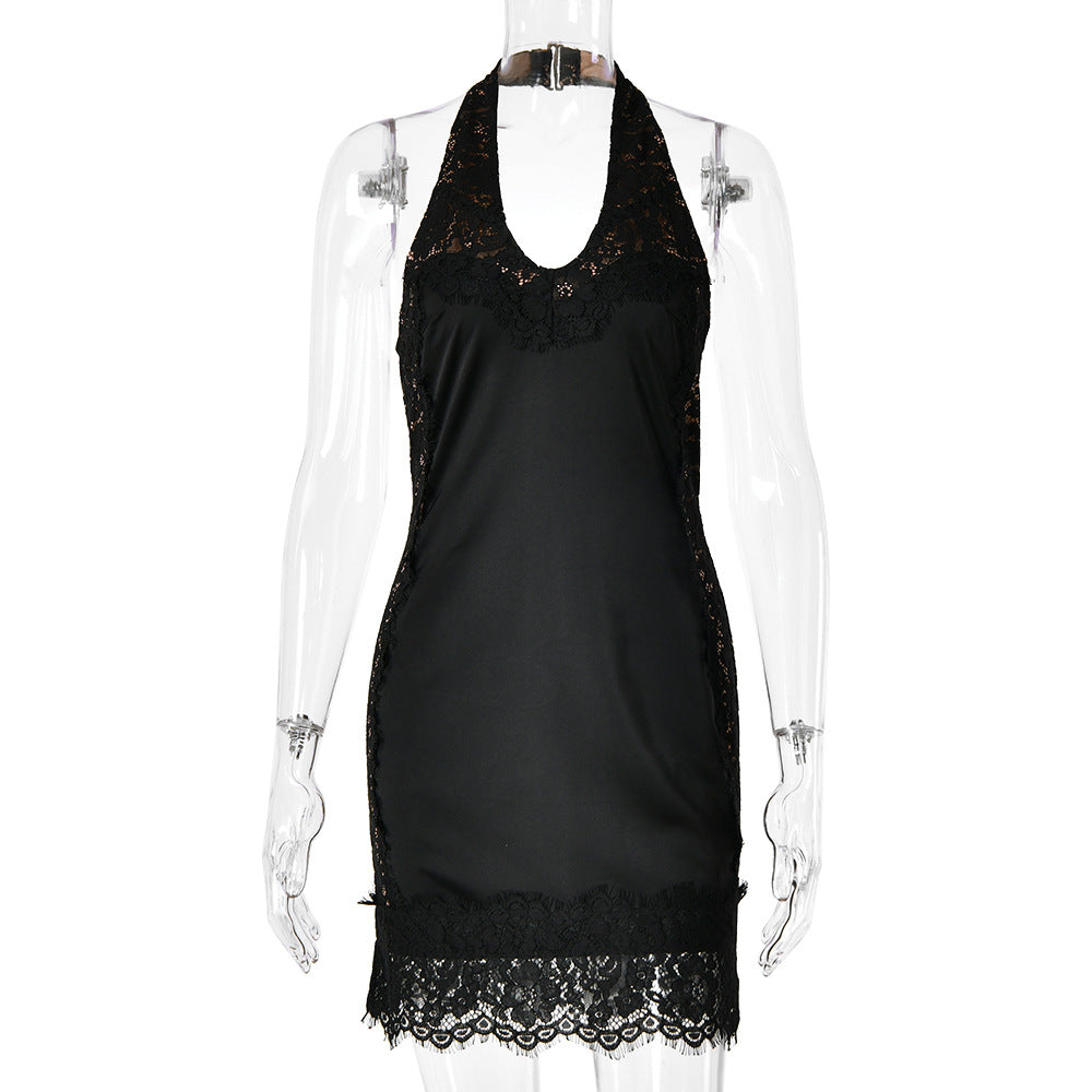 Elegante Damenkleid mit Satin-Lace-Design