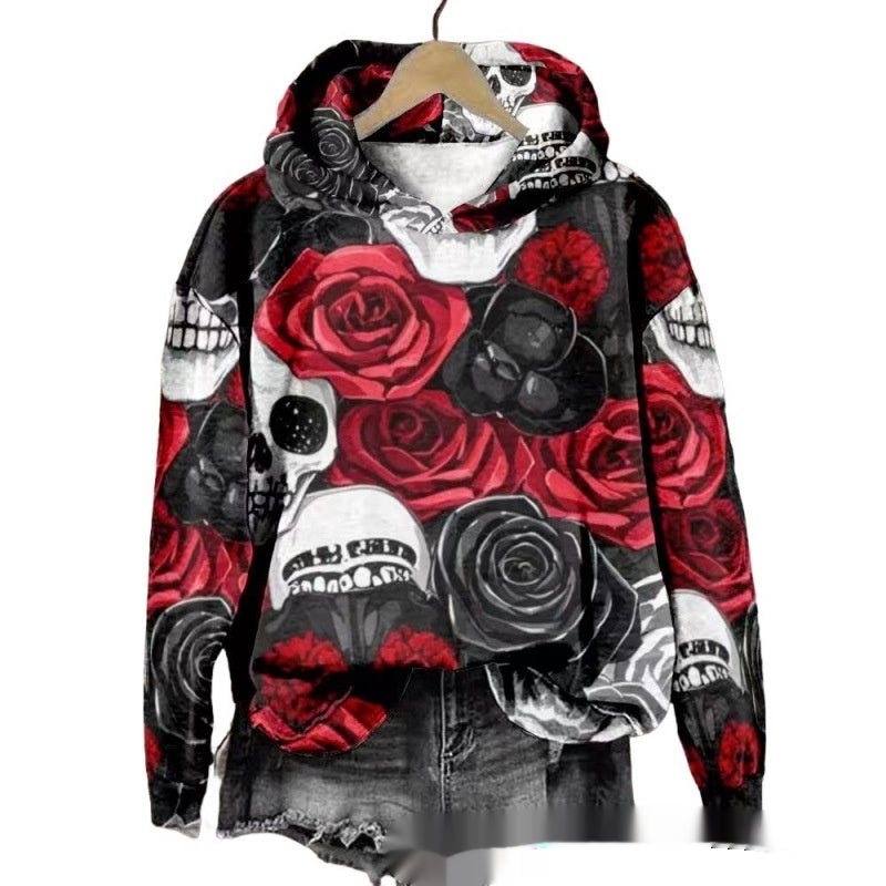 Halloween Kapuzenpullover mit Totenkopf-Print