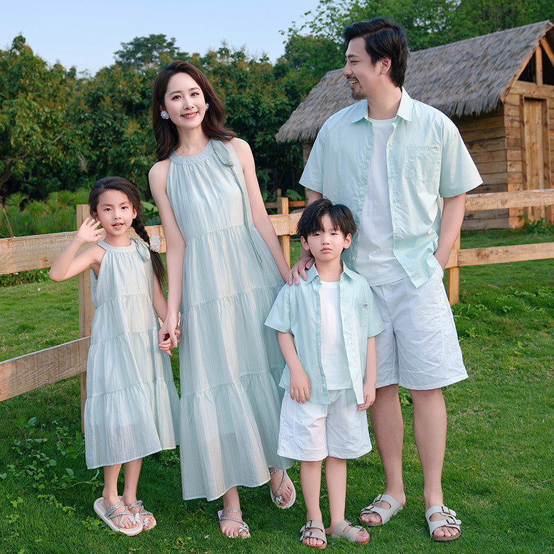 Mintgrünes Chiffon-Kleid für Mutter und Tochter – Bild 3 | LuxeStyle