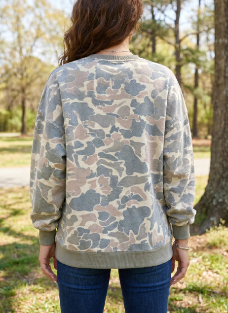 Multi-Farben Camouflage Strickrand Bequemer Pullover