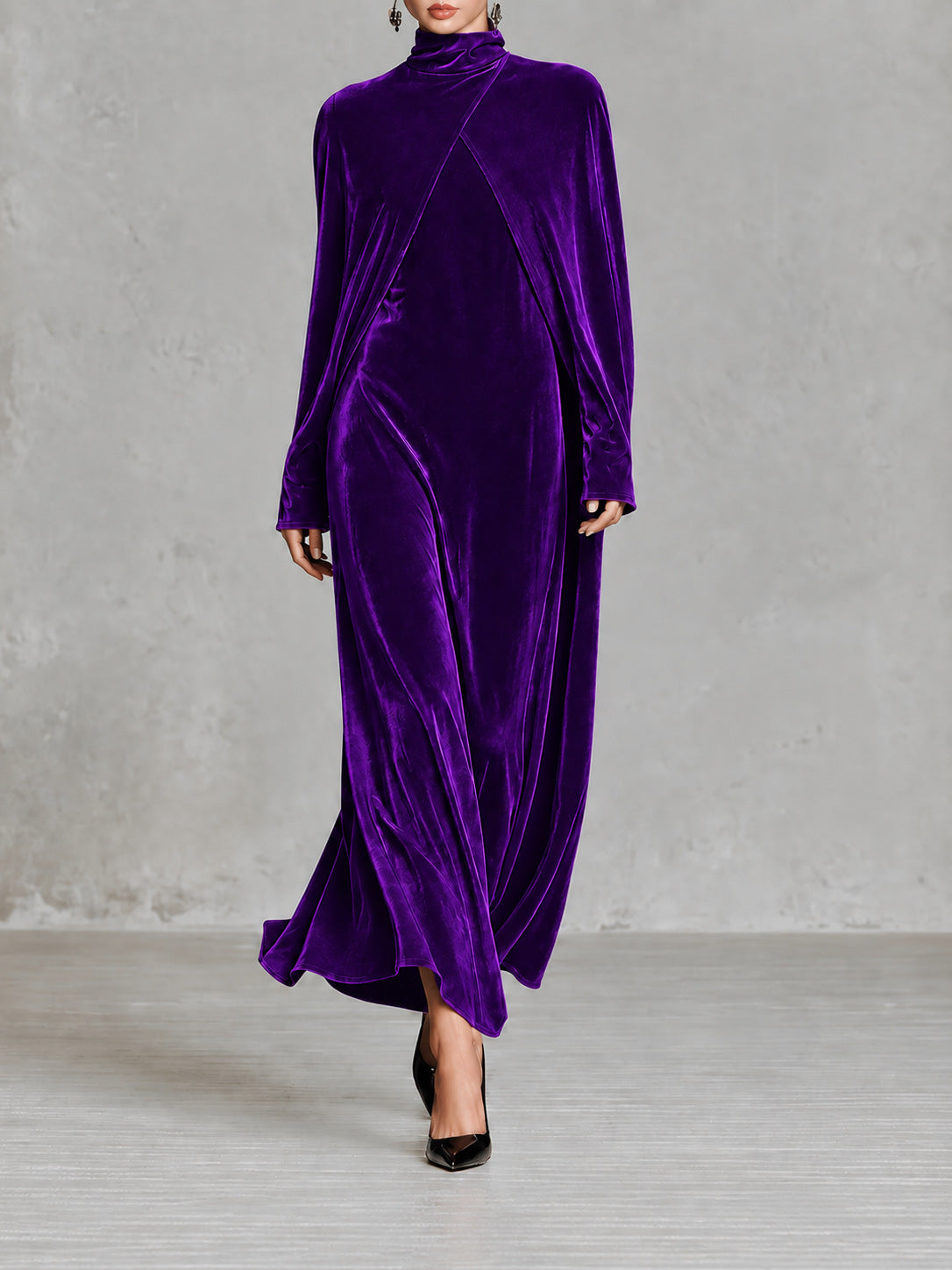 A-Linien-Kleid mit Rollkragen und langen Ärmeln – Bild 5 | LuxeStyle