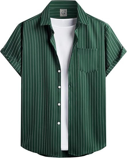 Gestreiftes Kurzarm-Hemd-Cardigan für Herren – Bild 2 | LuxeStyle