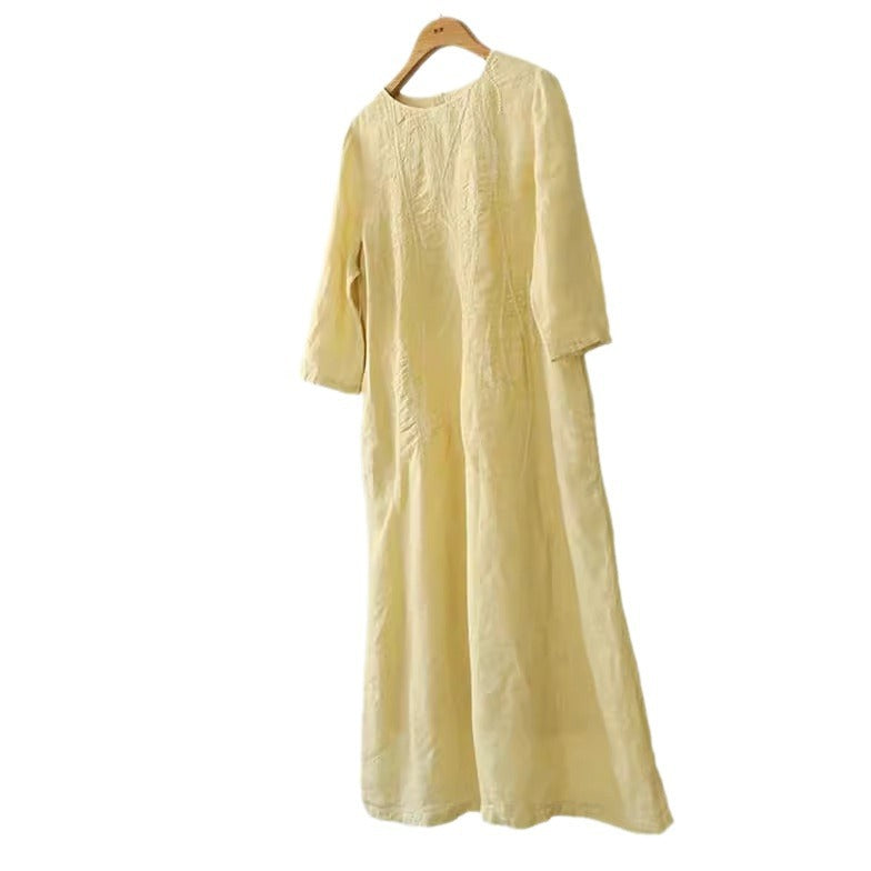 Leichter Stickerei-Kleid Dreiviertelarm