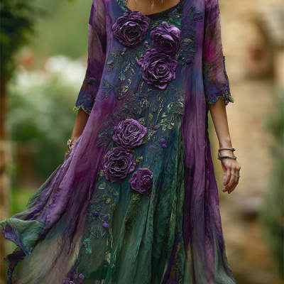 Leichtes, gemustertes Maxikleid in Plus‑Size – Bild 1 | LuxeStyle