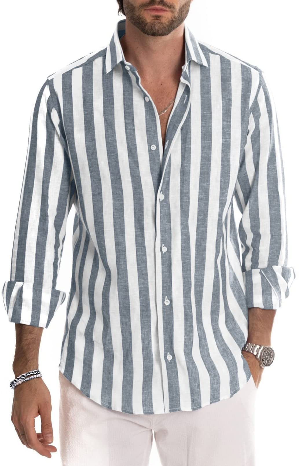 Gestreiftes Langarmhemd mit Revers – Bild 3 | LuxeStyle