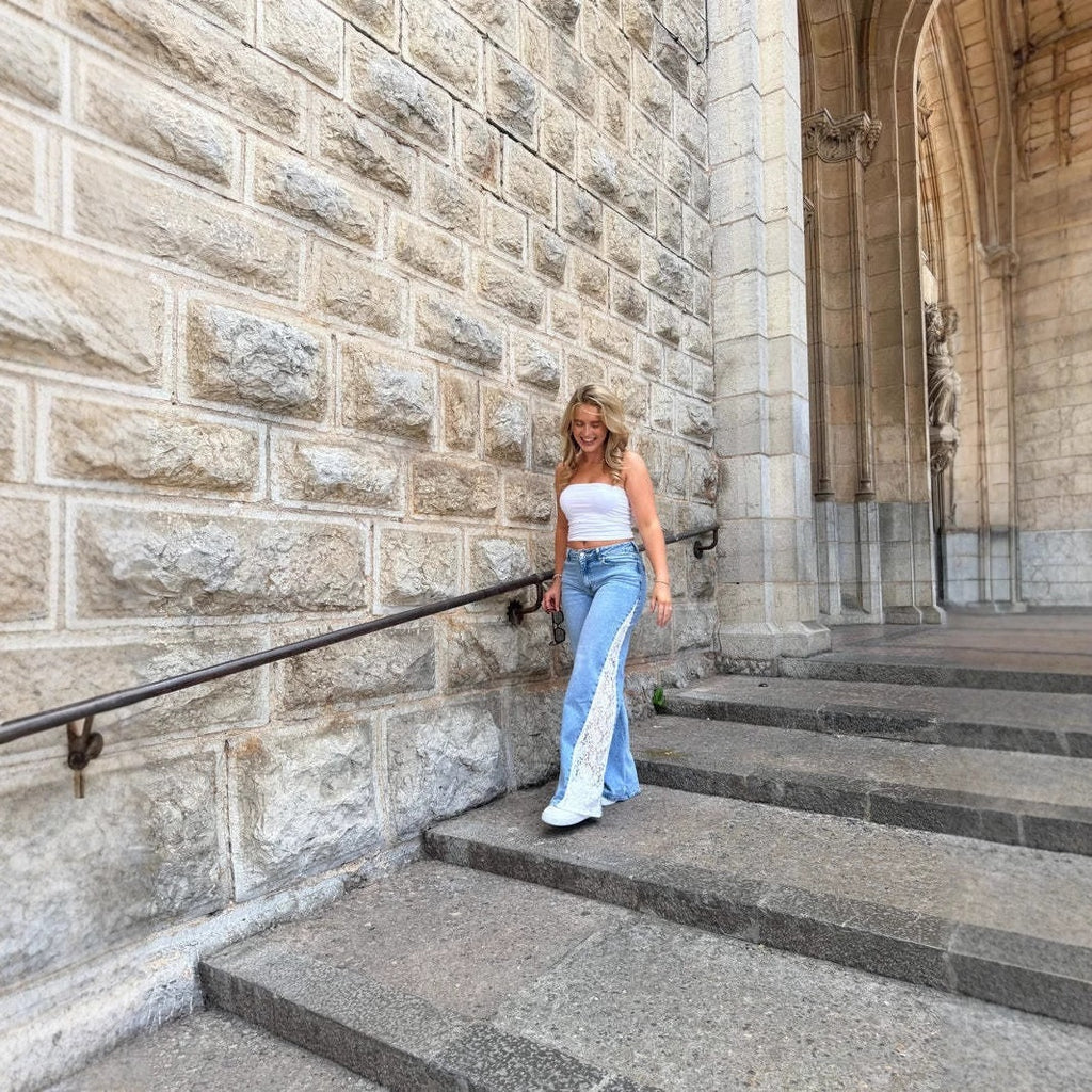 Stretch-Jeans mit Spitze und geradem Bein – Bild 2 | LuxeStyle