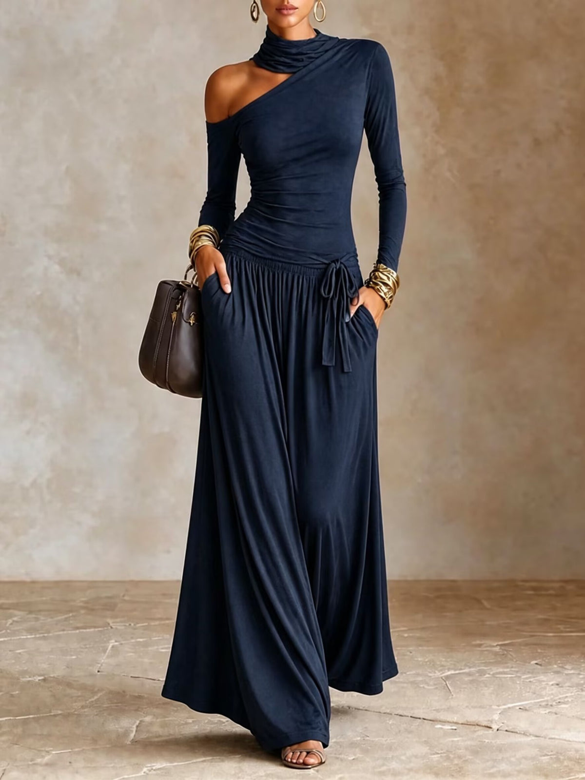 Asymmetrisches Off-Shoulder Kleid – Bild 9 | LuxeStyle