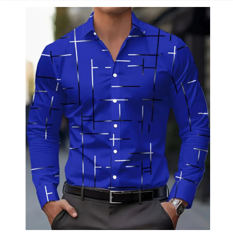 Herren Langarmhemd mit Farbblock-Print – Bild 3 | LuxeStyle