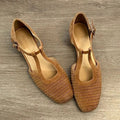 Vintage Blockabsatz-Schuhe mit Webmuster