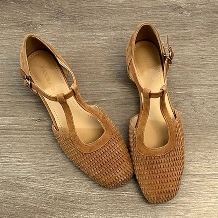 Vintage Blockabsatz-Schuhe mit Webmuster