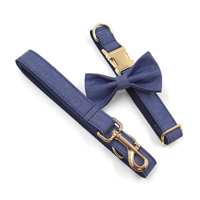 Halsband-Set "Deep Denim" mit Leine & Fliege – Bild 3 | LuxeStyle