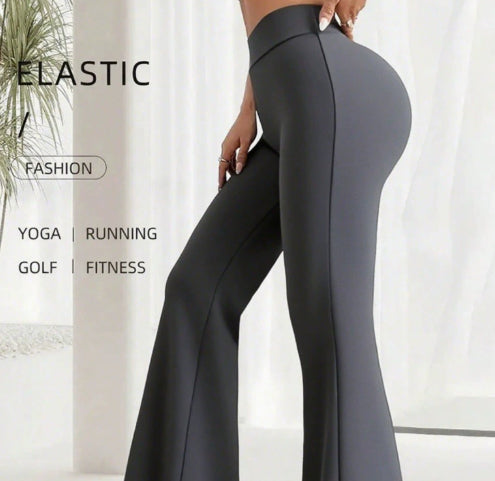 Dünne High-Waist Yoga Leggings mit weitem Bein