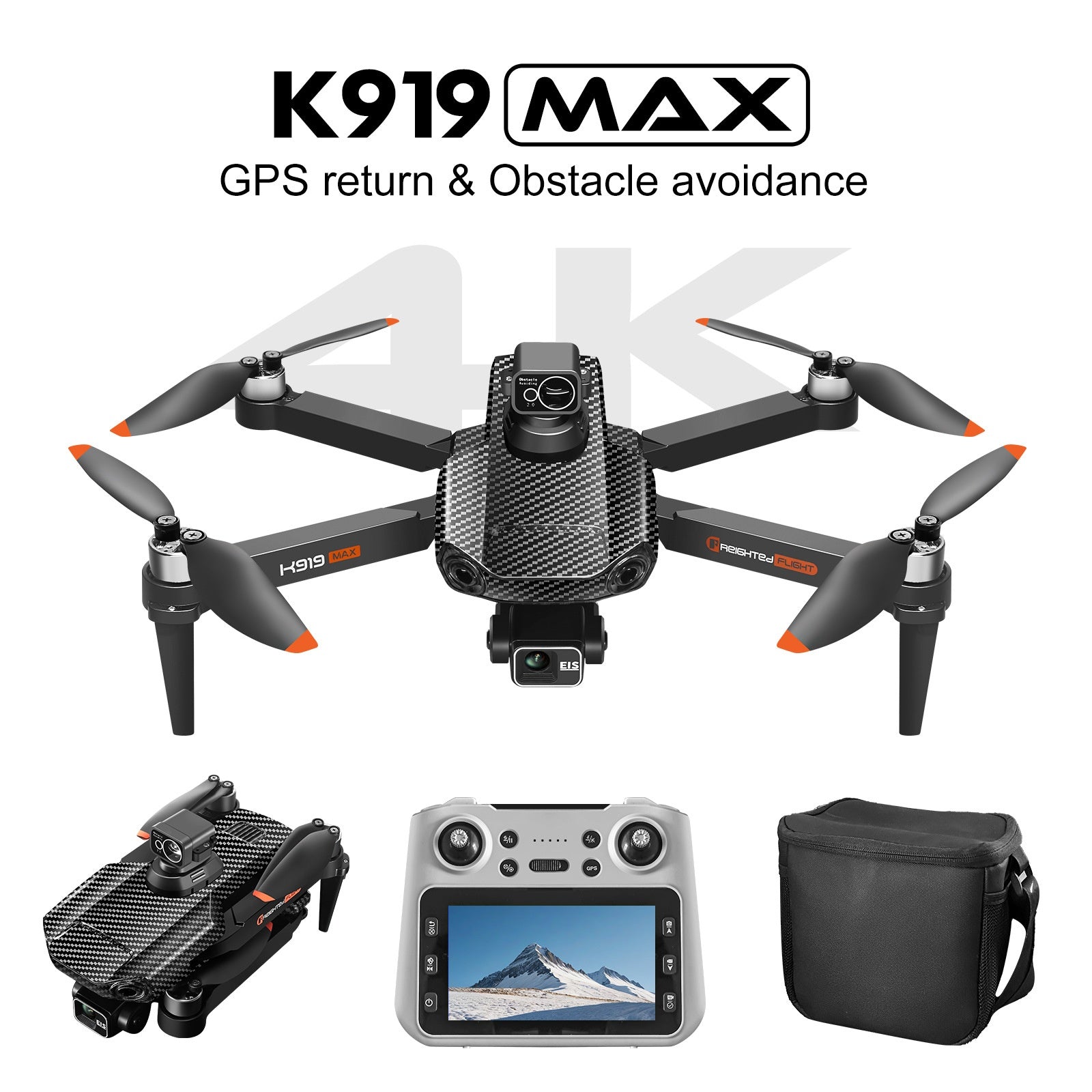 4K Drohne mit 3-Achsen-Gimbal & Hindernisvermeidung