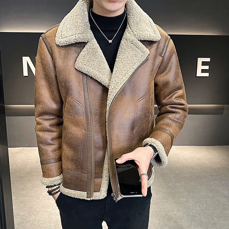 Lederjacke mit Fleece-Futter