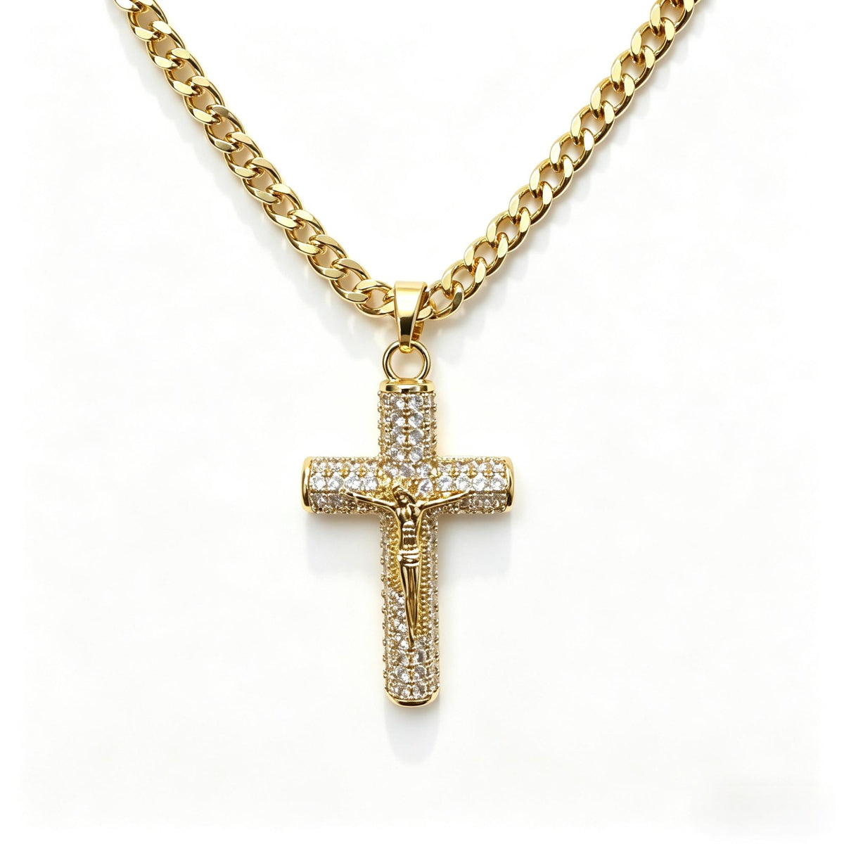 Grosse Kreuz-Halskette mit Zirkonia – Bild 1 | LuxeStyle