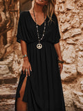 Elegantes V-Ausschnitt Chiffon-Kleid mit Schnürung – Bild 9 | LuxeStyle