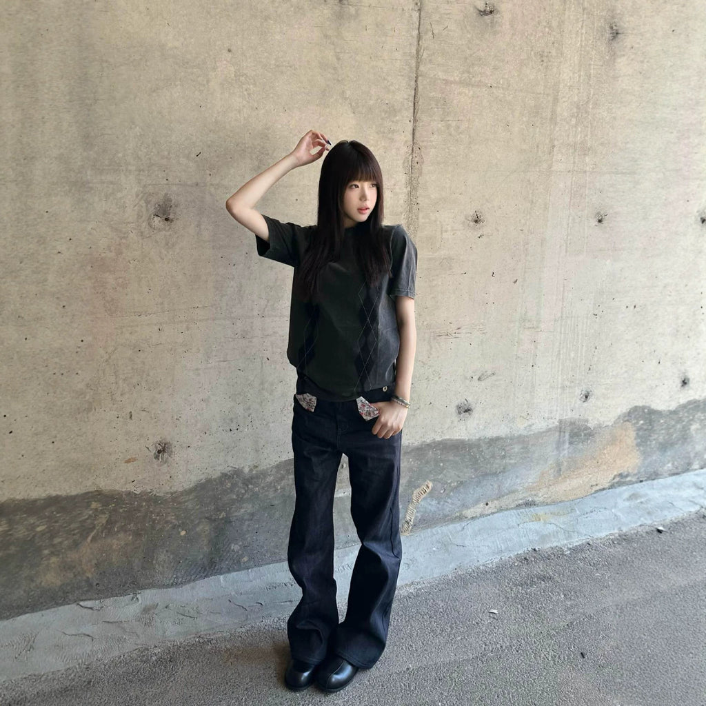 Slim A-Linie Jeans mit Blumenmuster für Damen – Ansicht 5