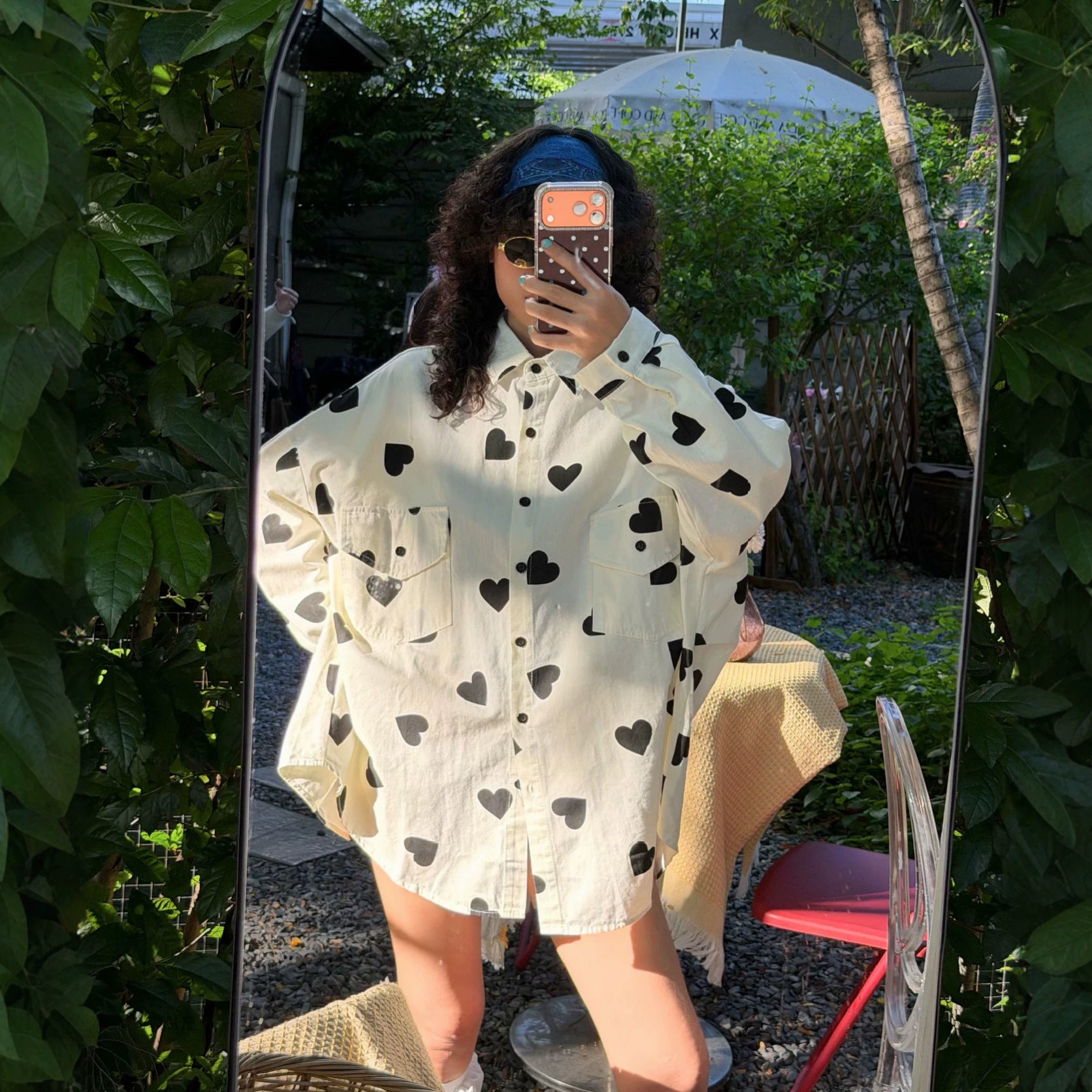 Lässige bedruckte Patchwork-Bluse für Damen