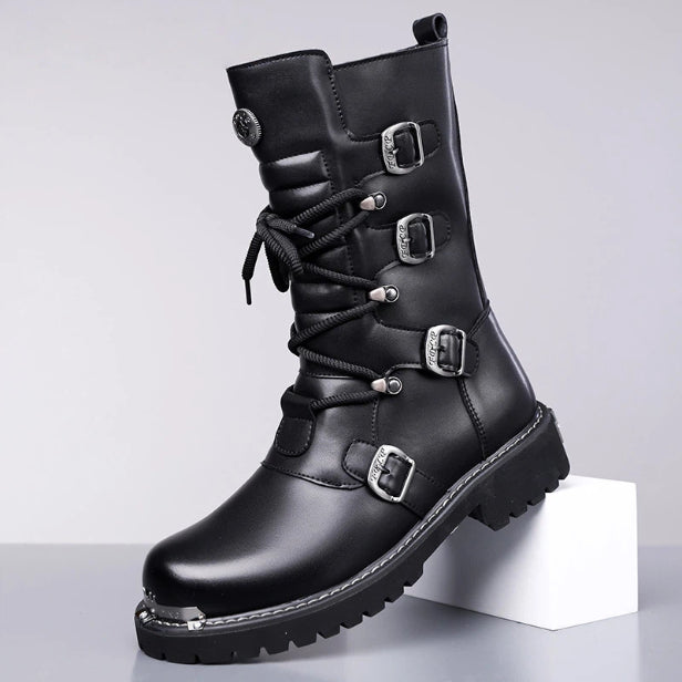 Retro-Herrenstiefel aus Rindsleder mit Reissverschluss