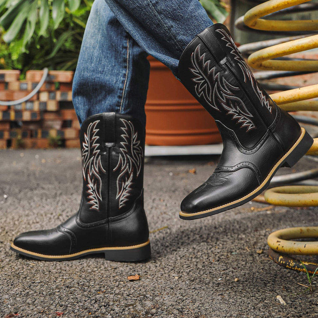 Herren Leder Boots mit Hufeisenabsatz