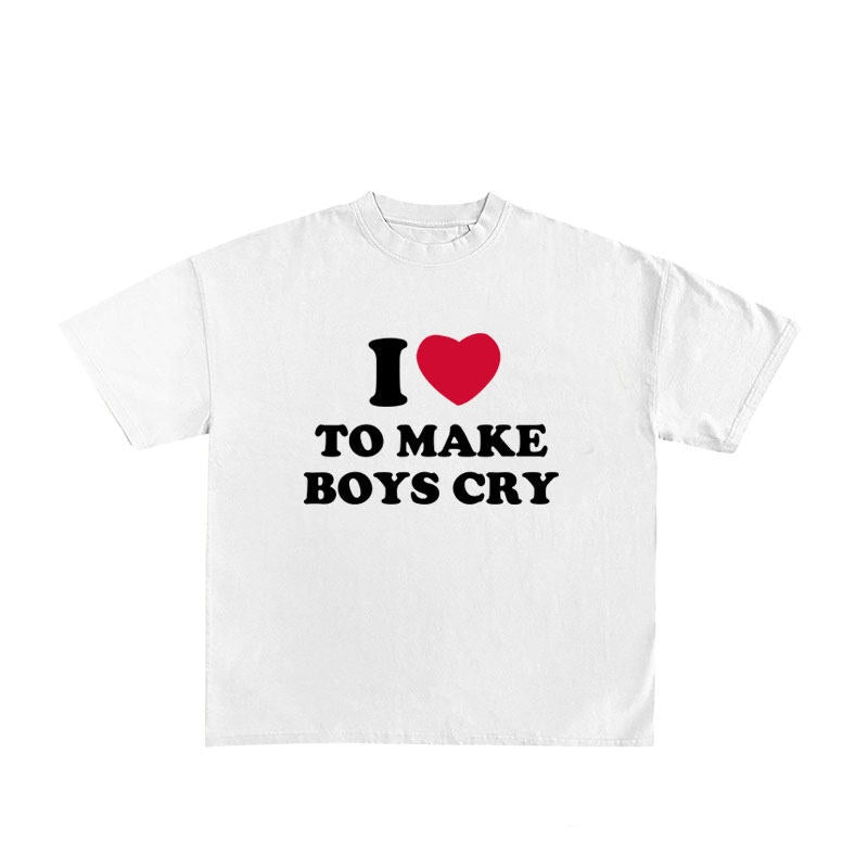 Retro T-Shirt mit Print und Rundhals