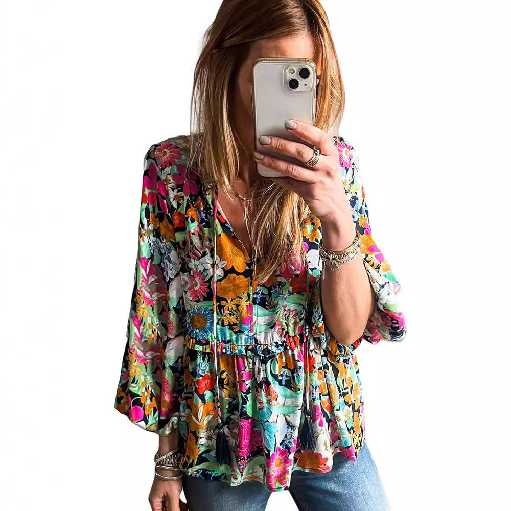 Pullover mit Farbblock und Rüschensaum | LuxeStyle