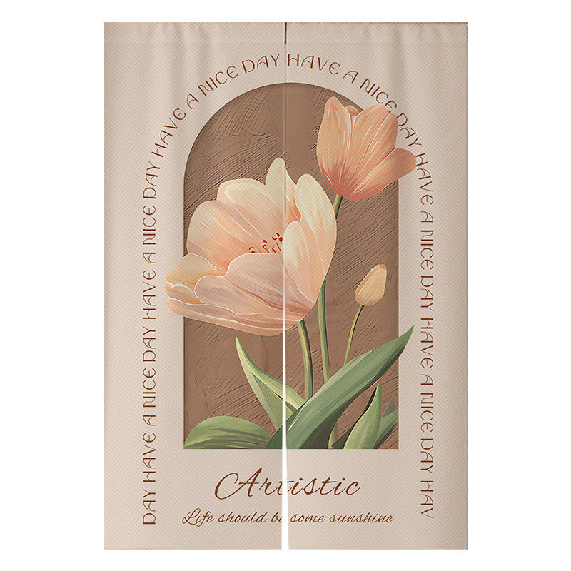 Cremefarbener Blumenvorhang für Badezimmer