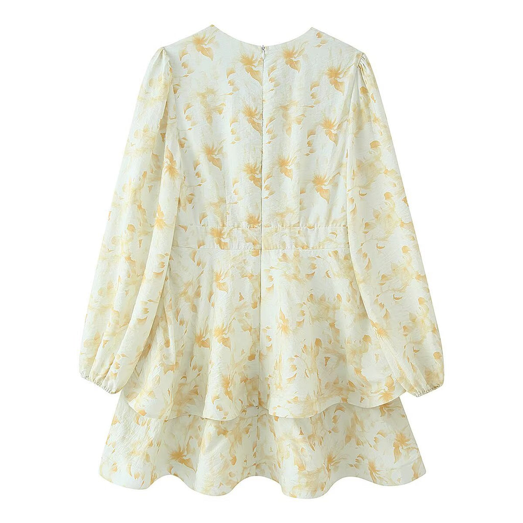 Gelbe Blumen Midi-Kleid
