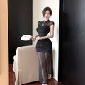 Elegantes schwarzes Cheongsam-Kleid mit Schlitz – Bild 7 | LuxeStyle