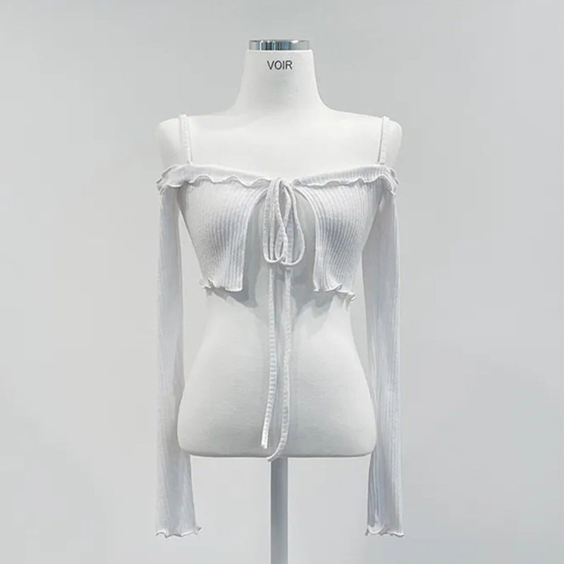 Off-Shoulder Longsleeve mit Schnürung