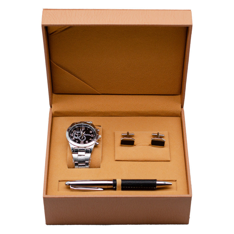 Business Quarz-Uhr Manschettenknöpfe Geschenkset